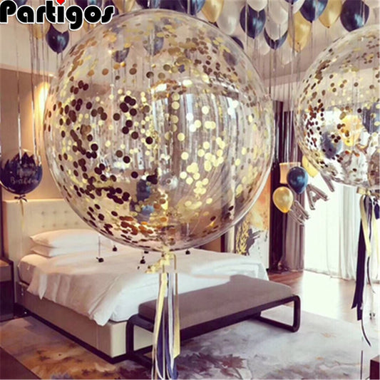 2pcs 18inch Rose Gold Confetti Balloon Wedding Decoration Inflatable Clear Latex Balloons Birthday Party Decoration Party Decor