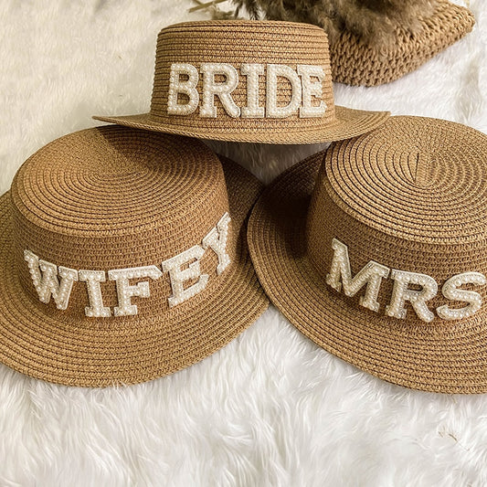 Bride Mrs Wifey Straw Hat