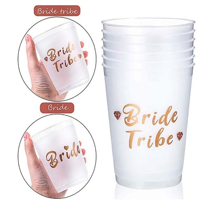 Team Bride Cups Bridal Shower Party Plastic Cups Rose Gold Team Bride Drinking Cups Bachelorette Hen Wedding Party Decor Supply