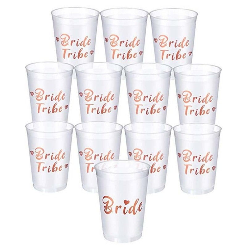 Team Bride Cups Bridal Shower Party Plastic Cups Rose Gold Team Bride Drinking Cups Bachelorette Hen Wedding Party Decor Supply