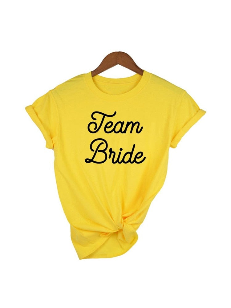 Fashion Women T Shirt Bridal Bachelorette Party Team Bride Graphic T-shirt Casual Wedding Female Top Tee Camisas Mujer Tumblr