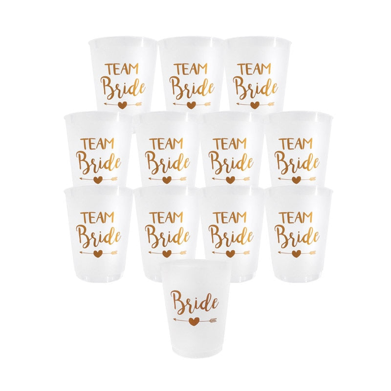 Team Bride Cups Bridal Shower Party Plastic Cups Rose Gold Team Bride Drinking Cups Bachelorette Hen Wedding Party Decor Supply