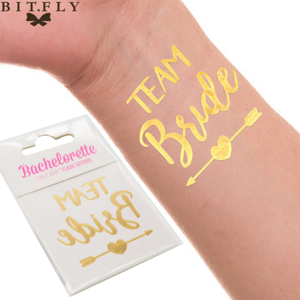 10pcs Waterproof Bridesmaid Team Temporary Tattoo Bachelorette Party Sticker Decoration Marriage Bride To Be Party Supplies Xmas