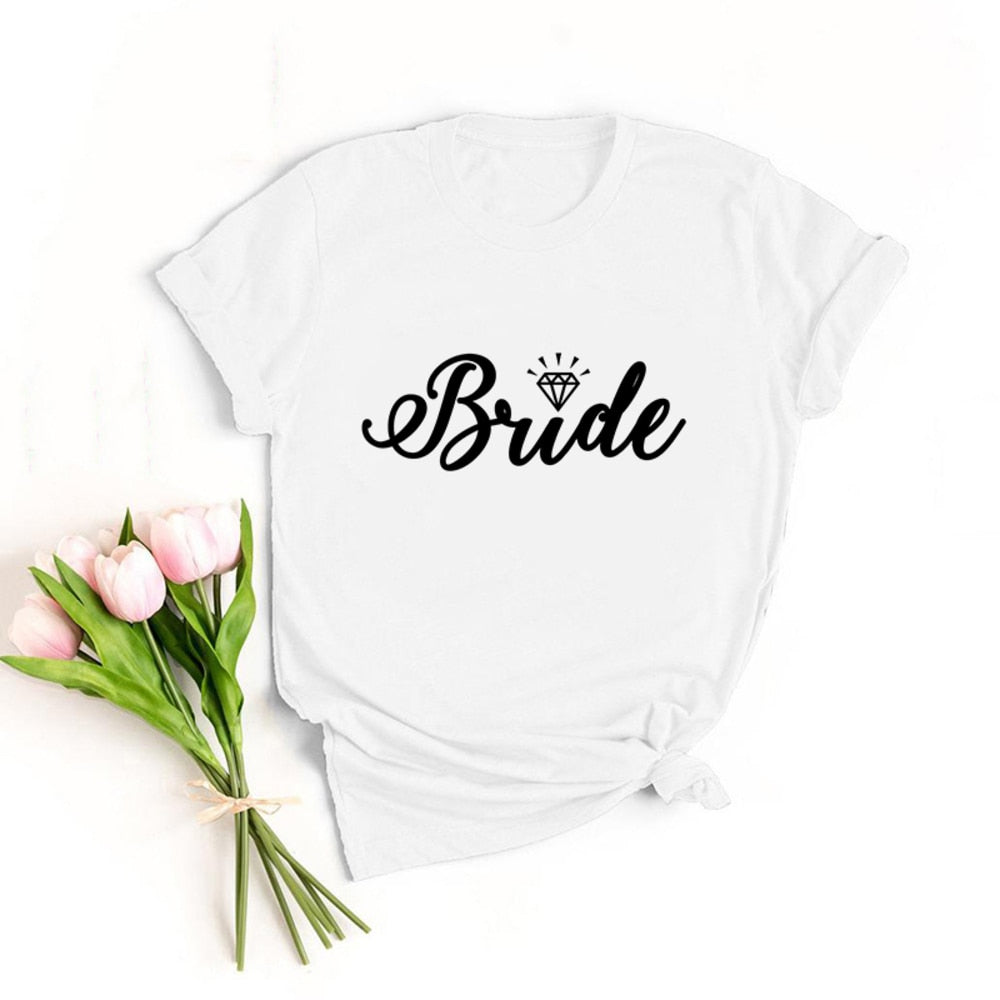 Fashion Women T Shirt Bridal Bachelorette Party Team Bride Graphic T-shirt Casual Wedding Female Top Tee Camisas Mujer Tumblr