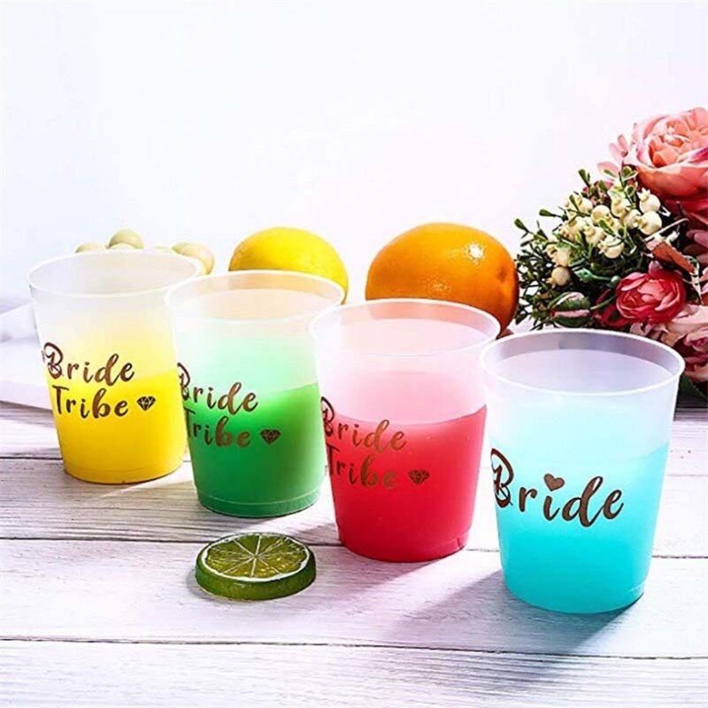 Team Bride Cups Bridal Shower Party Plastic Cups Rose Gold Team Bride Drinking Cups Bachelorette Hen Wedding Party Decor Supply