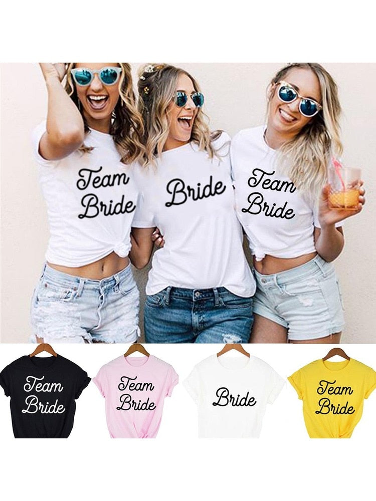 Fashion Women T Shirt Bridal Bachelorette Party Team Bride Graphic T-shirt Casual Wedding Female Top Tee Camisas Mujer Tumblr