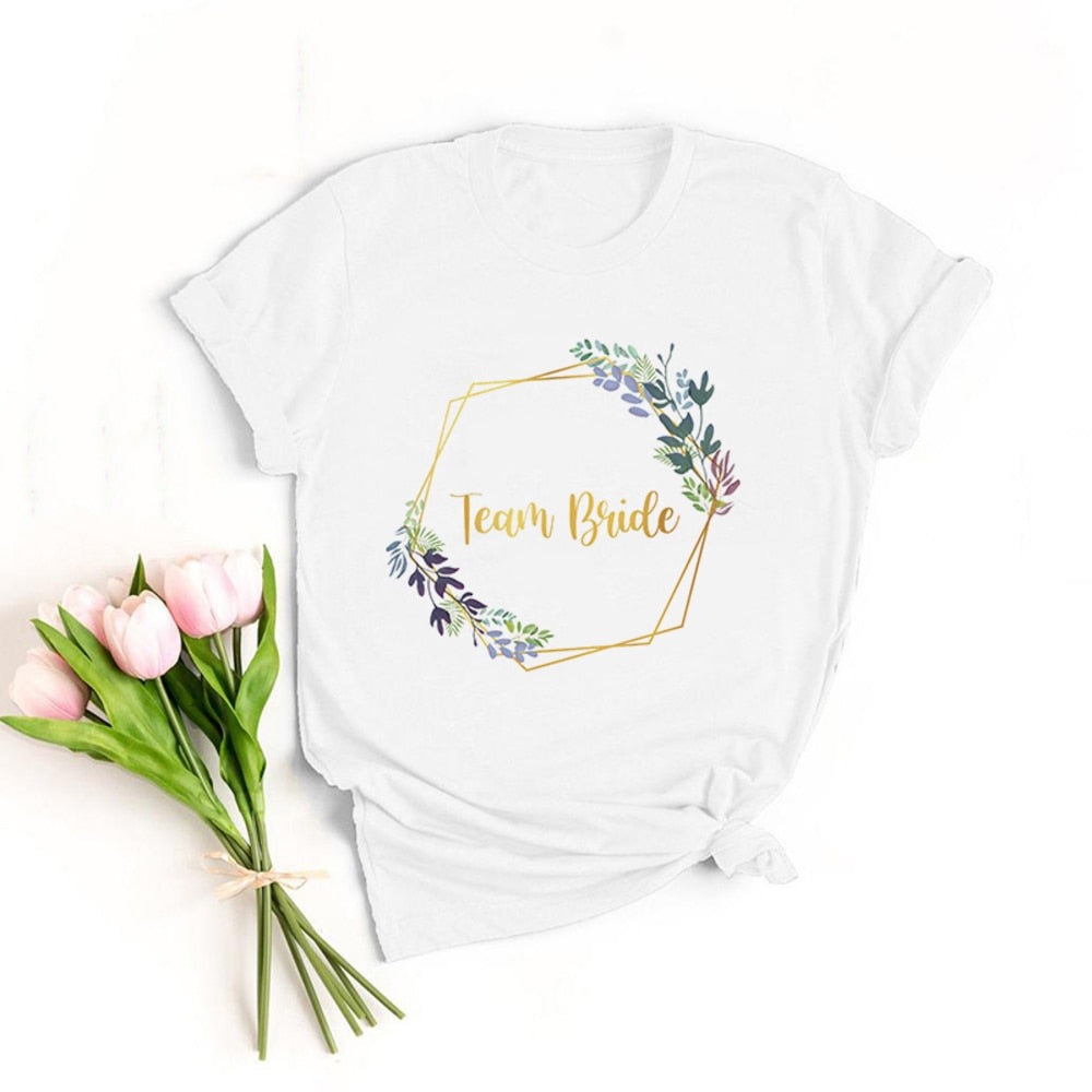 Fashion Women T Shirt Bridal Bachelorette Party Team Bride Graphic T-shirt Casual Wedding Female Top Tee Camisas Mujer Tumblr