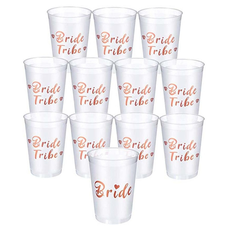 Team Bride Cups Bridal Shower Party Plastic Cups Rose Gold Team Bride Drinking Cups Bachelorette Hen Wedding Party Decor Supply